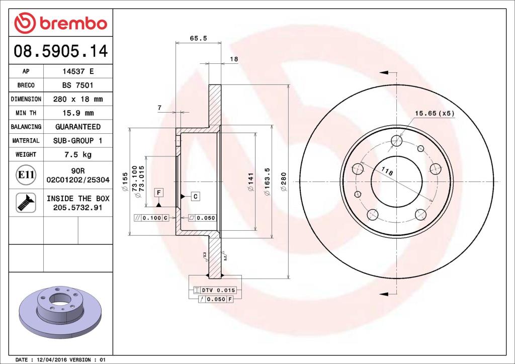 Discos de freno BREMBO ref. 08.5905.14