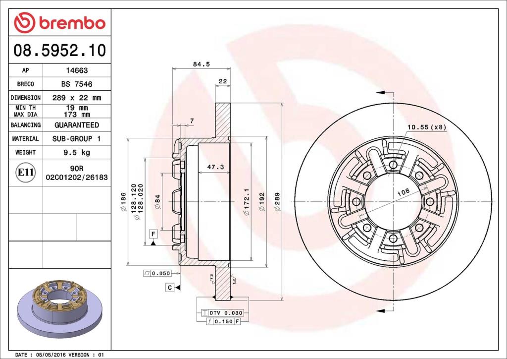 Discos de freno BREMBO ref. 08.5952.10