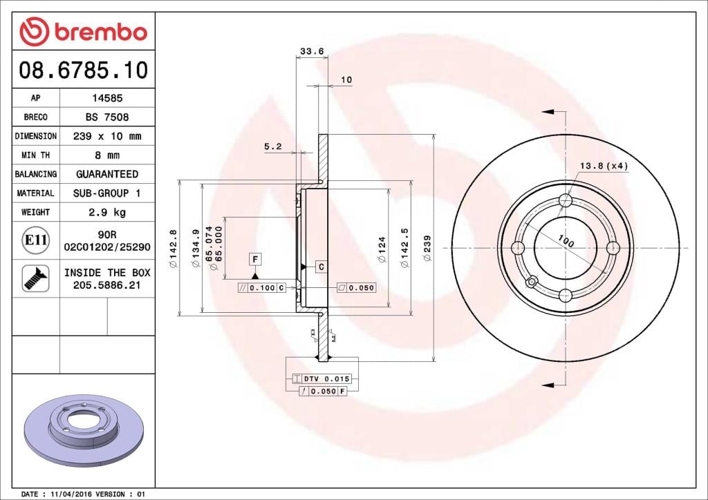 Discos de freno BREMBO ref. 08.6785.10