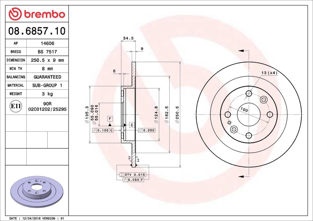 Discos de freno BREMBO ref. 08.6857.10