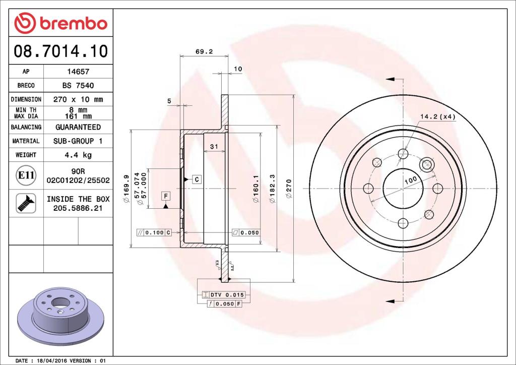 Discos de freno BREMBO ref. 08.7014.10