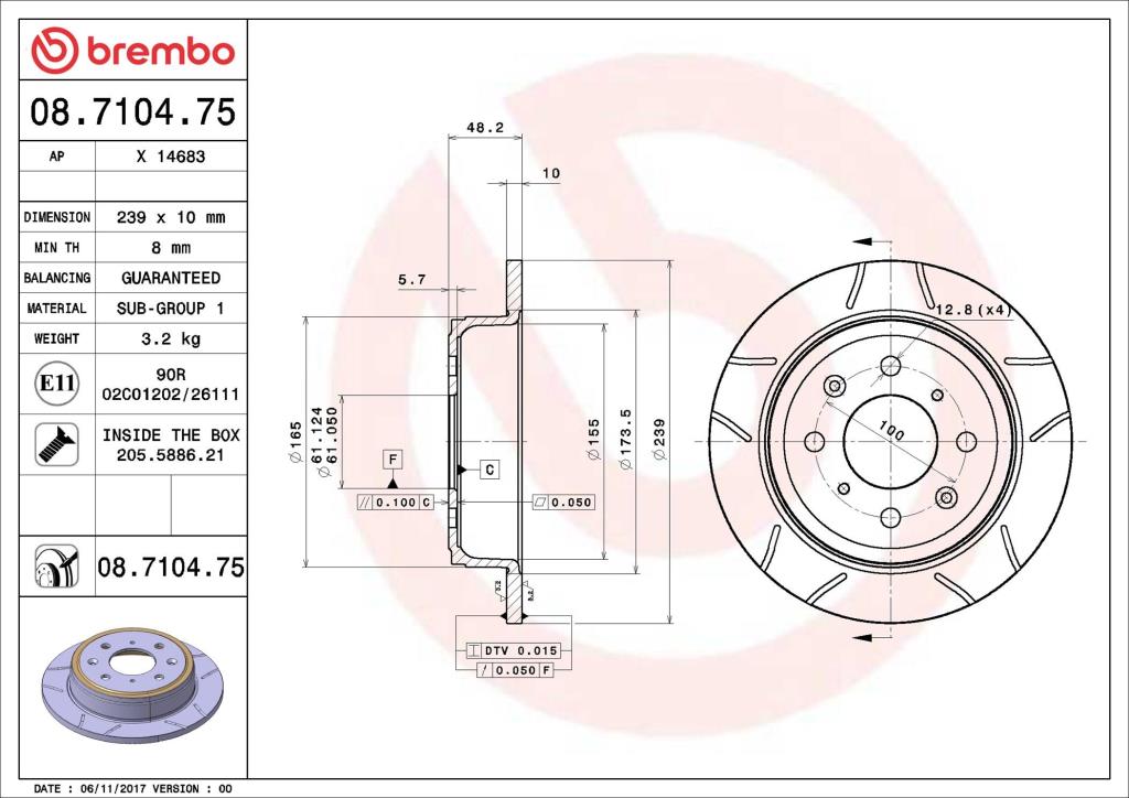Discos de freno BREMBO ref. 08.7104.75