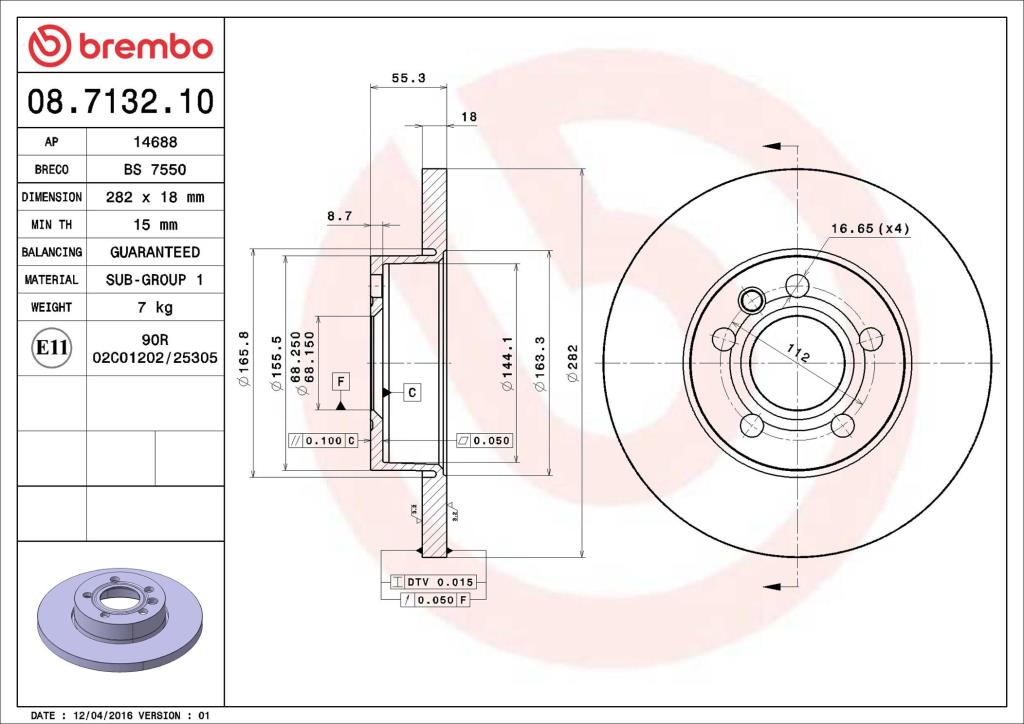 Discos de freno BREMBO ref. 08.7132.10