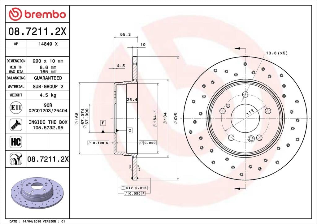 Discos de travão BREMBO ref. 08.7211.2X