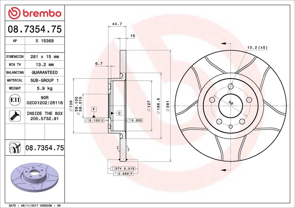 Disques de frein BREMBO 08.7354.75