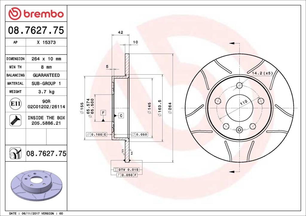 Discos de freno BREMBO ref. 08.7627.75