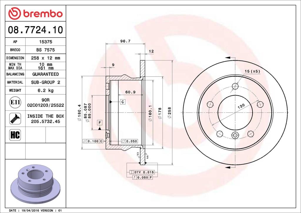 Disques de frein BREMBO 08.7724.10