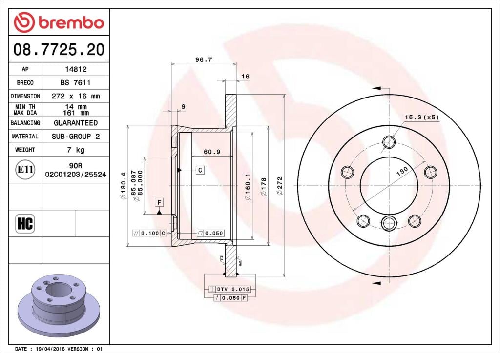Discos de travão BREMBO ref. 08.7725.20
