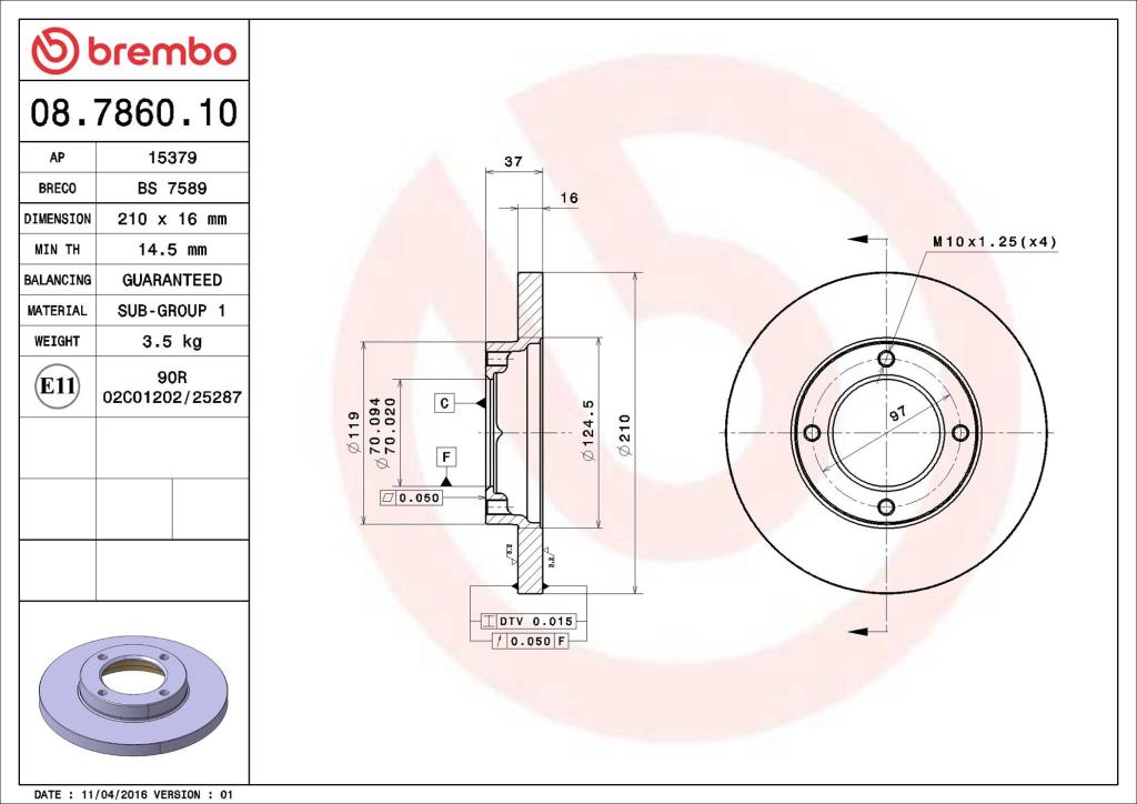 Discos de freno BREMBO ref. 08.7860.10