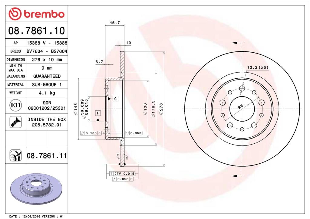 Discos de freno BREMBO ref. 08.7861.11