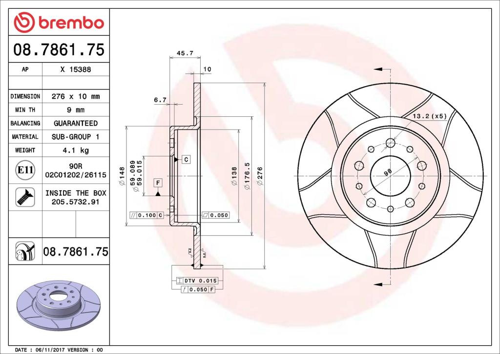 Discos de freno BREMBO ref. 08.7861.75