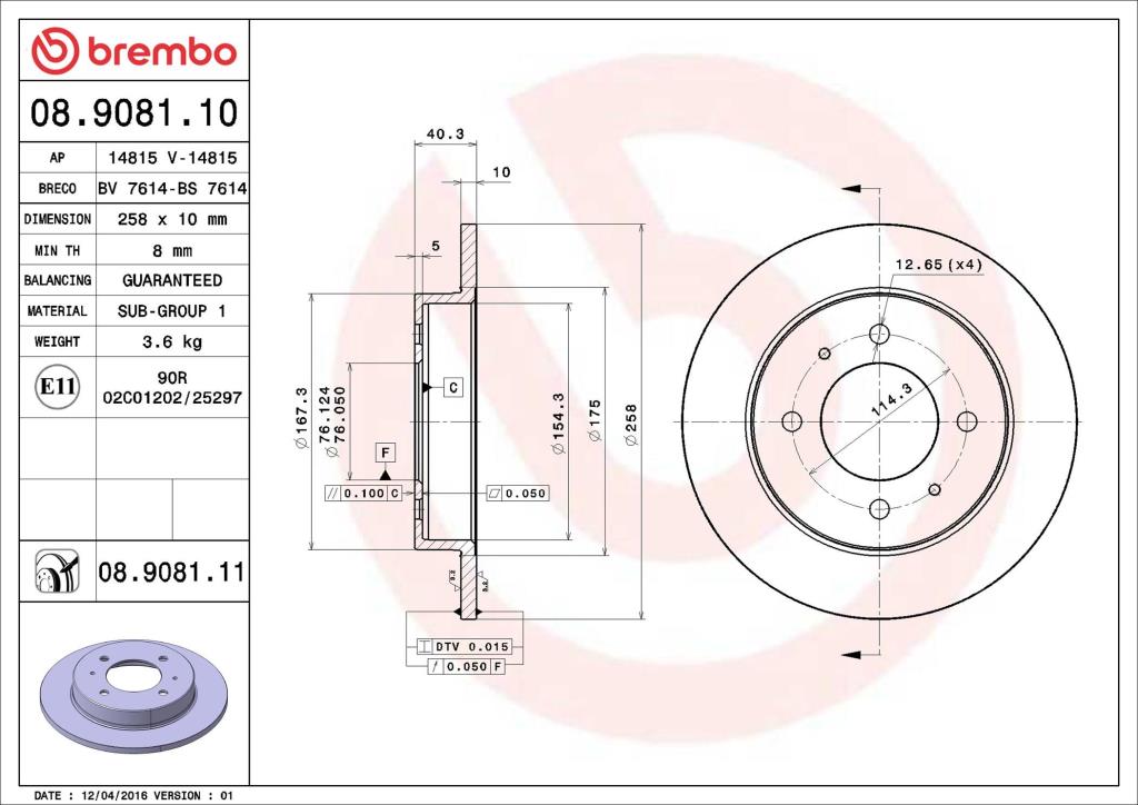 Discos de freno BREMBO ref. 08.9081.10