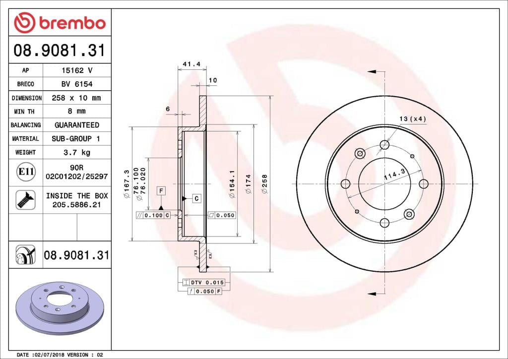 Discos de freno BREMBO ref. 08.9081.31