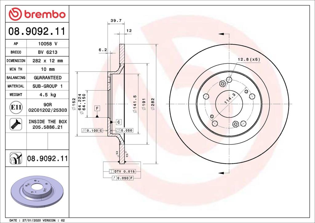 Discos de freno BREMBO ref. 08.9092.11