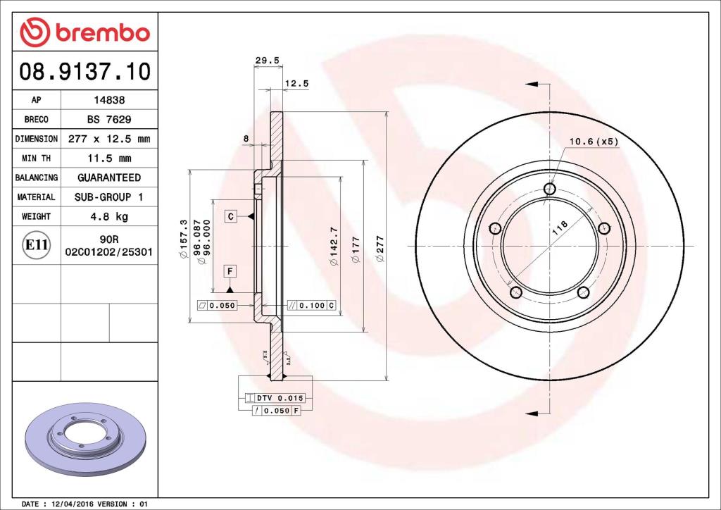 Discos de freno BREMBO ref. 08.9137.10