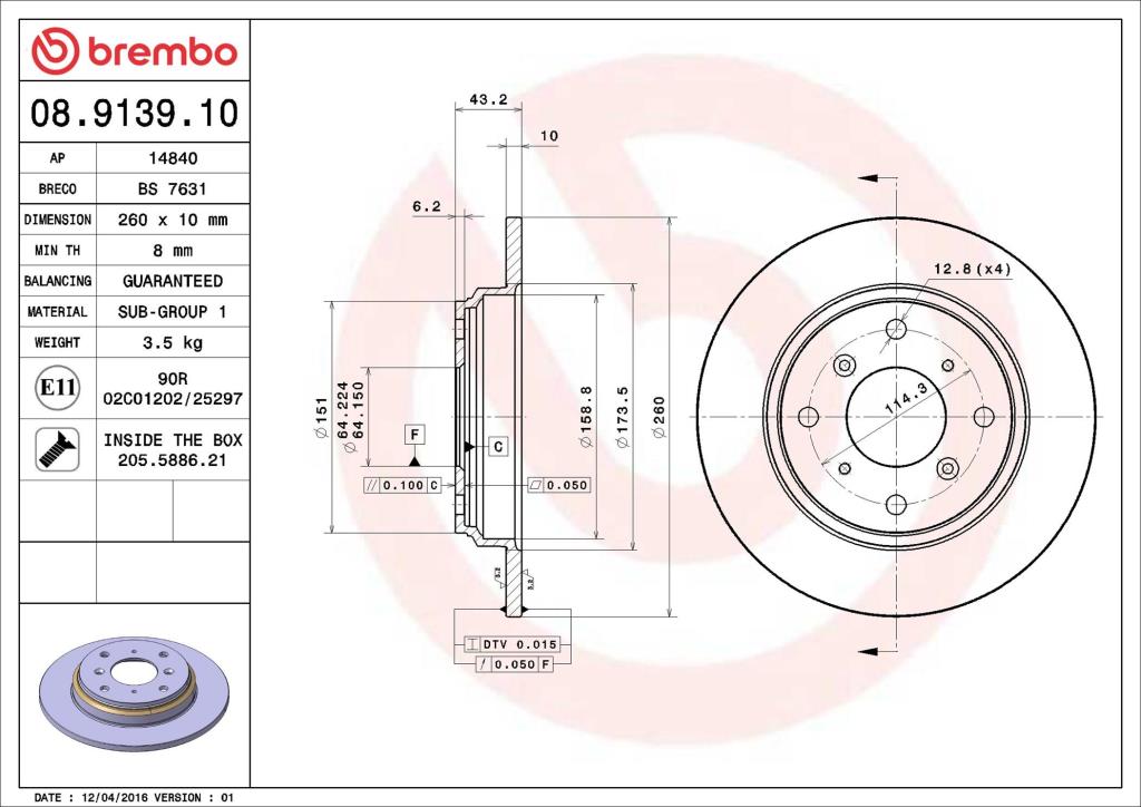 Discos de freno BREMBO ref. 08.9139.10