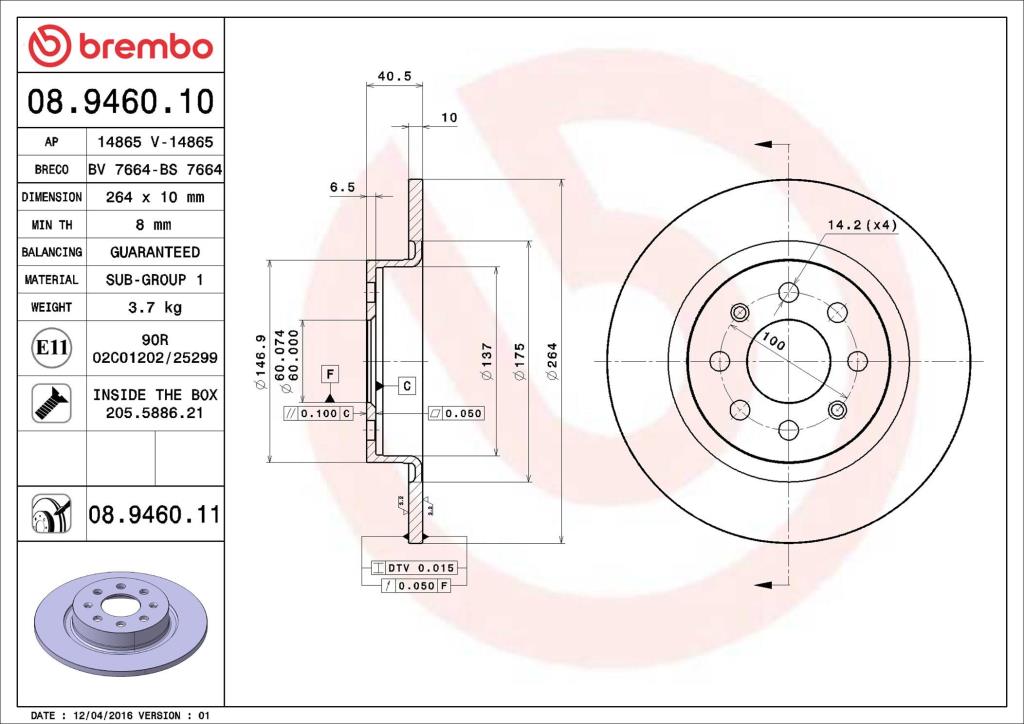Discos de freno BREMBO ref. 08.9460.11
