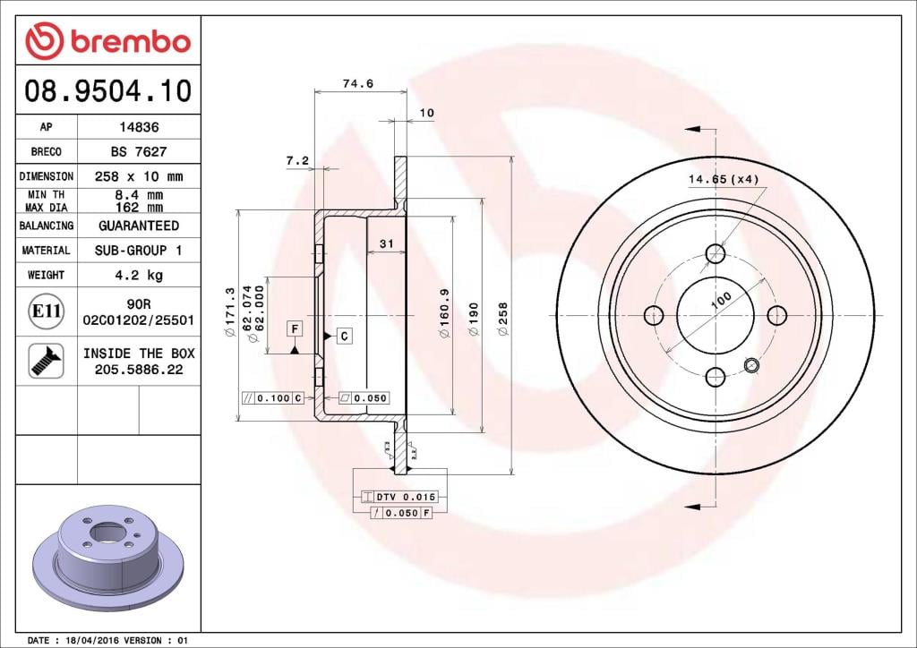 Discos de freno BREMBO ref. 08.9504.10