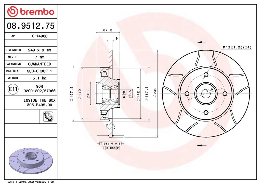 Discos de freno BREMBO ref. 08.9512.75