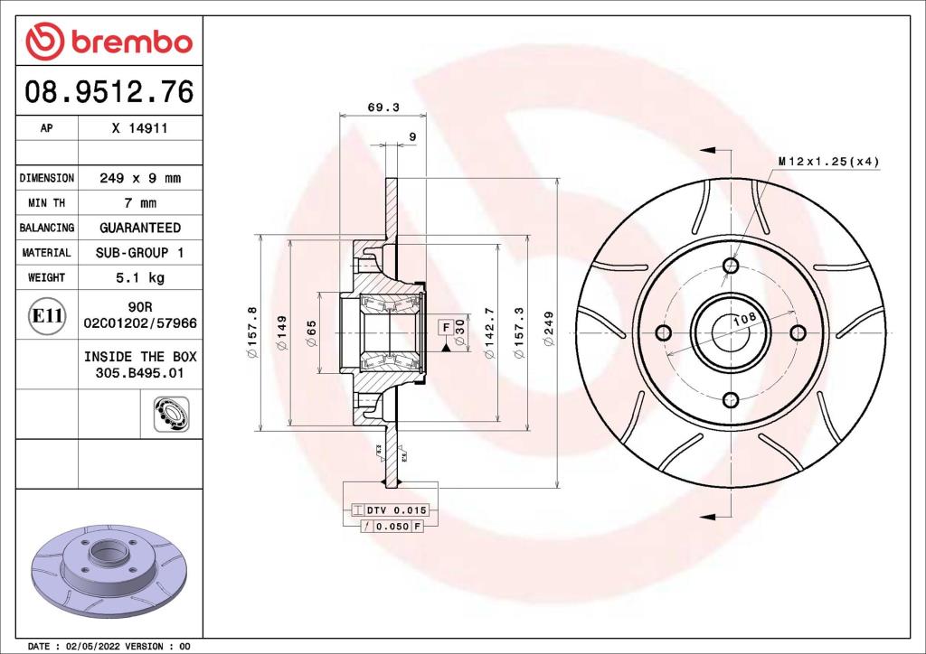 Discos de freno BREMBO ref. 08.9512.76