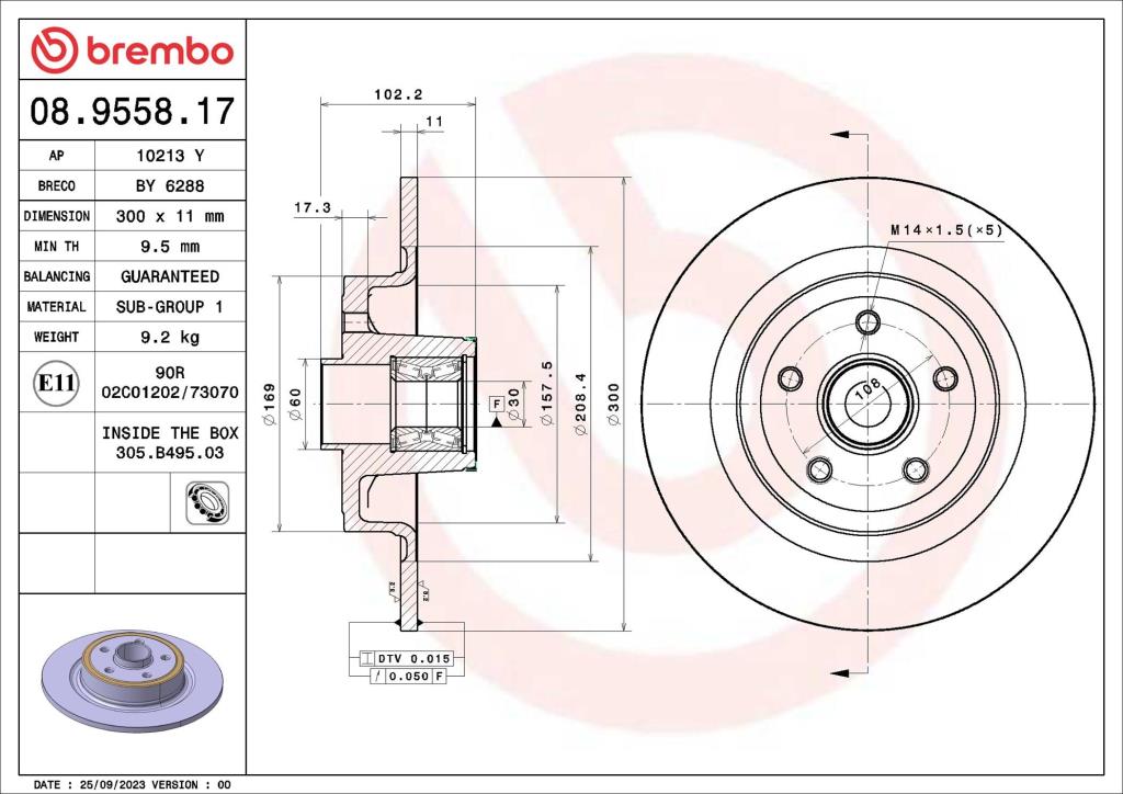 Discos de freno BREMBO ref. 08.9558.17