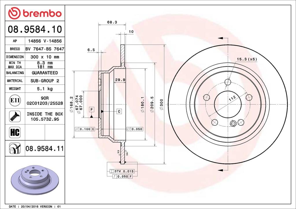 Discos de freno BREMBO ref. 08.9584.11