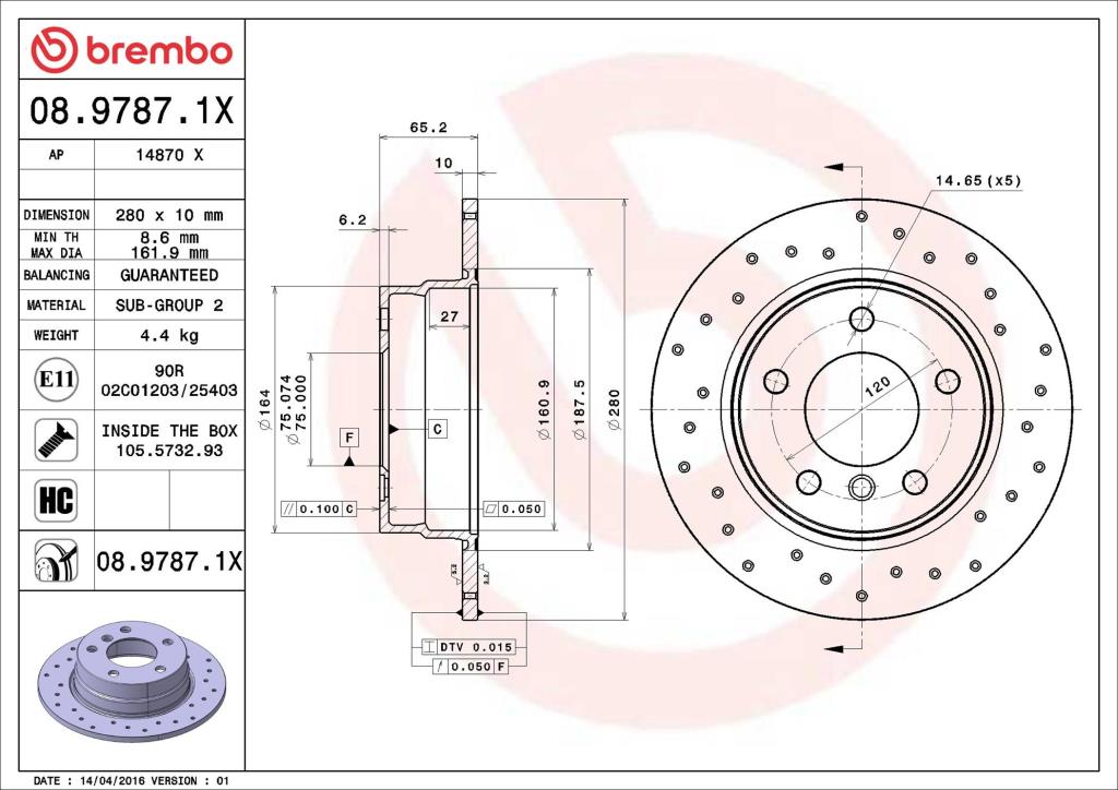 Disques de frein BREMBO 08.9787.1X