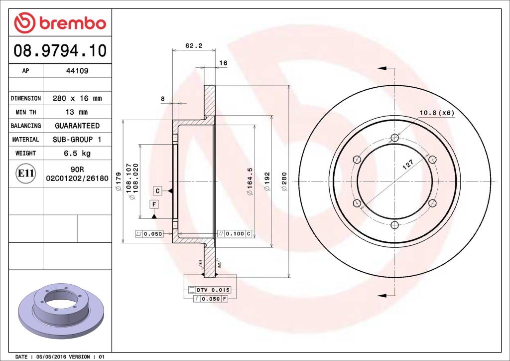 Discos de freno BREMBO ref. 08.9794.10