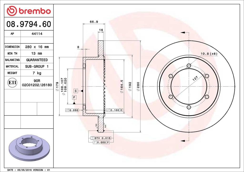 Discos de freno BREMBO ref. 08.9794.60