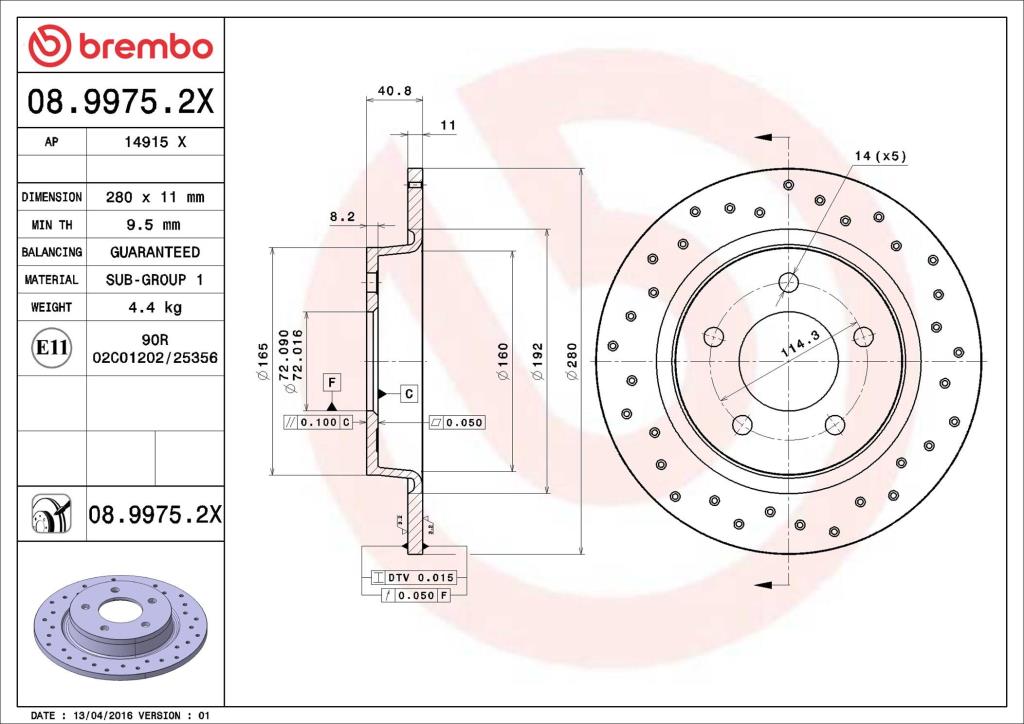 Discos de freno BREMBO ref. 08.9975.2X