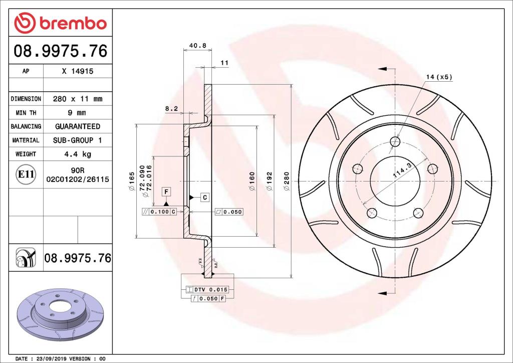 Discos de freno BREMBO ref. 08.9975.76