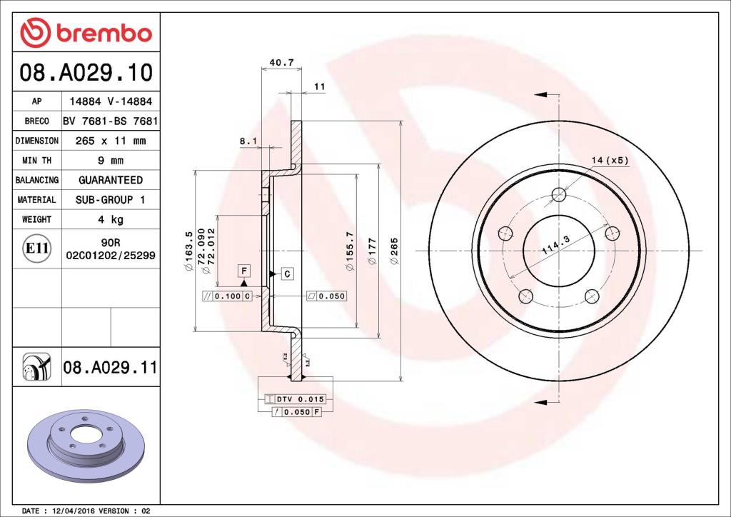 Discos de travão BREMBO 08.A029.11