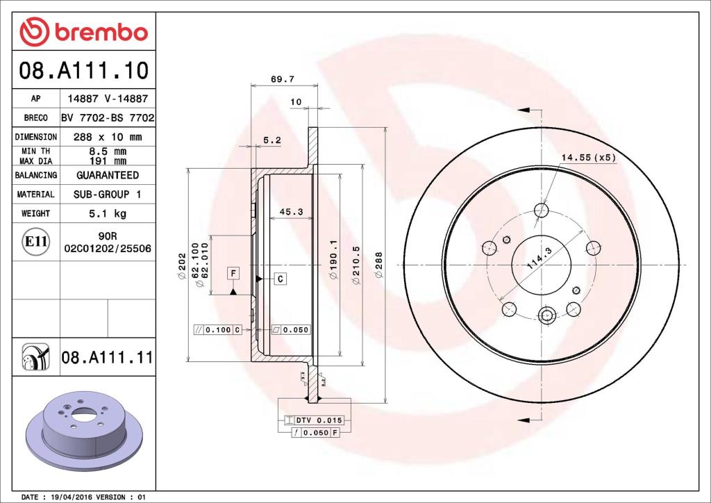 Discos de freno BREMBO ref. 08.A111.11