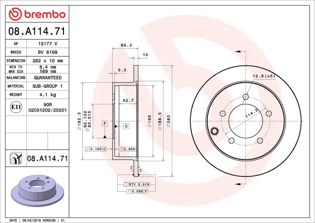 Discos de freno BREMBO ref. 08.A114.71