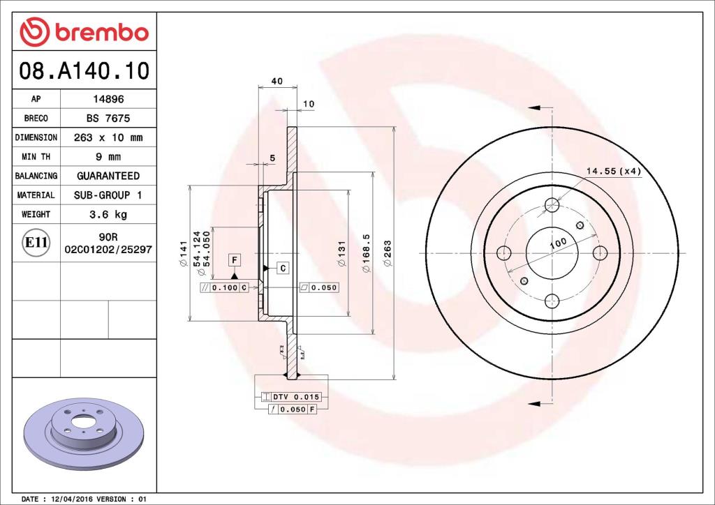 Discos de freno BREMBO ref. 08.A140.10