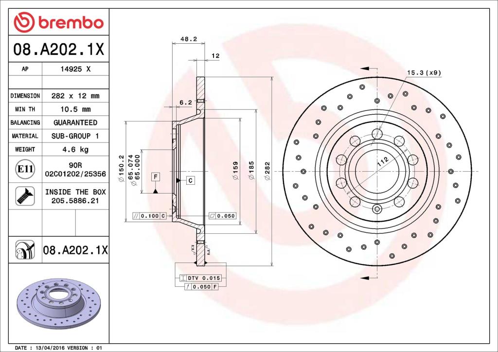 Discos de freno BREMBO ref. 08.A202.1X