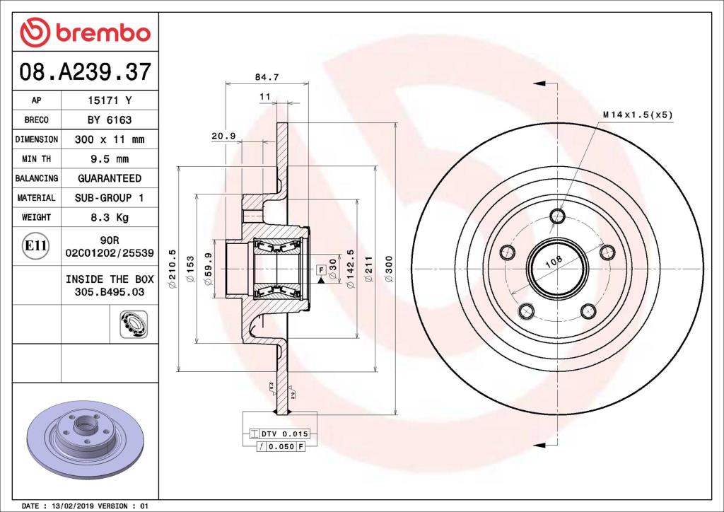 Discos de freno BREMBO ref. 08.A239.37