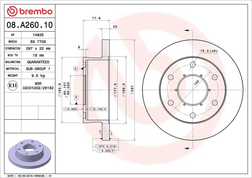 Discos de travão BREMBO 08.A260.10