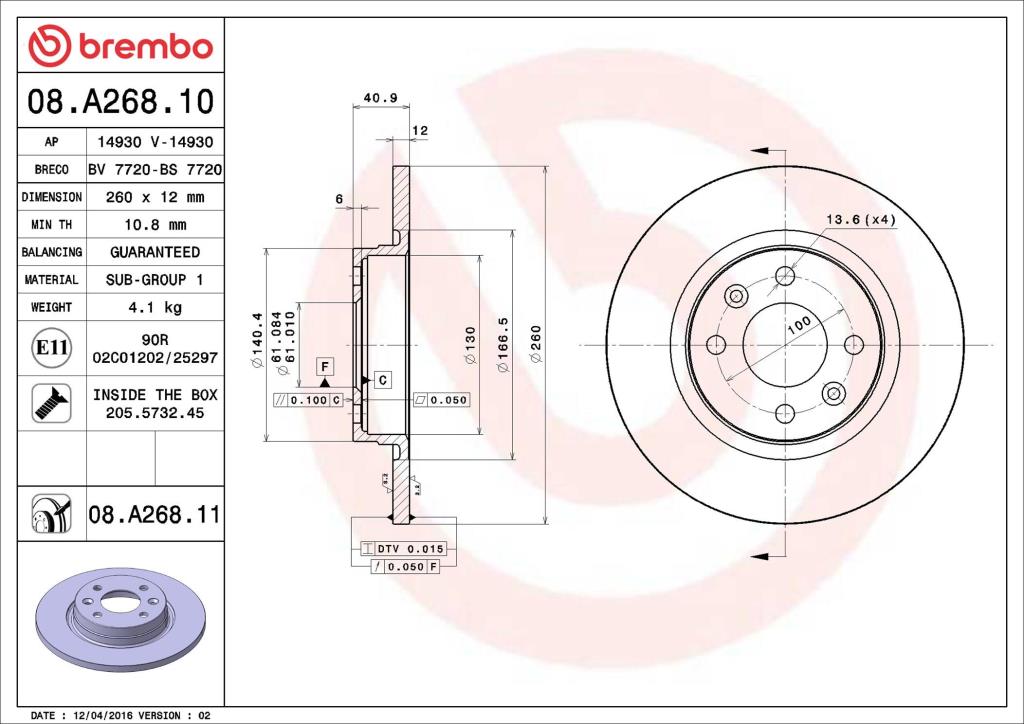 Discos de freno BREMBO ref. 08.A268.11