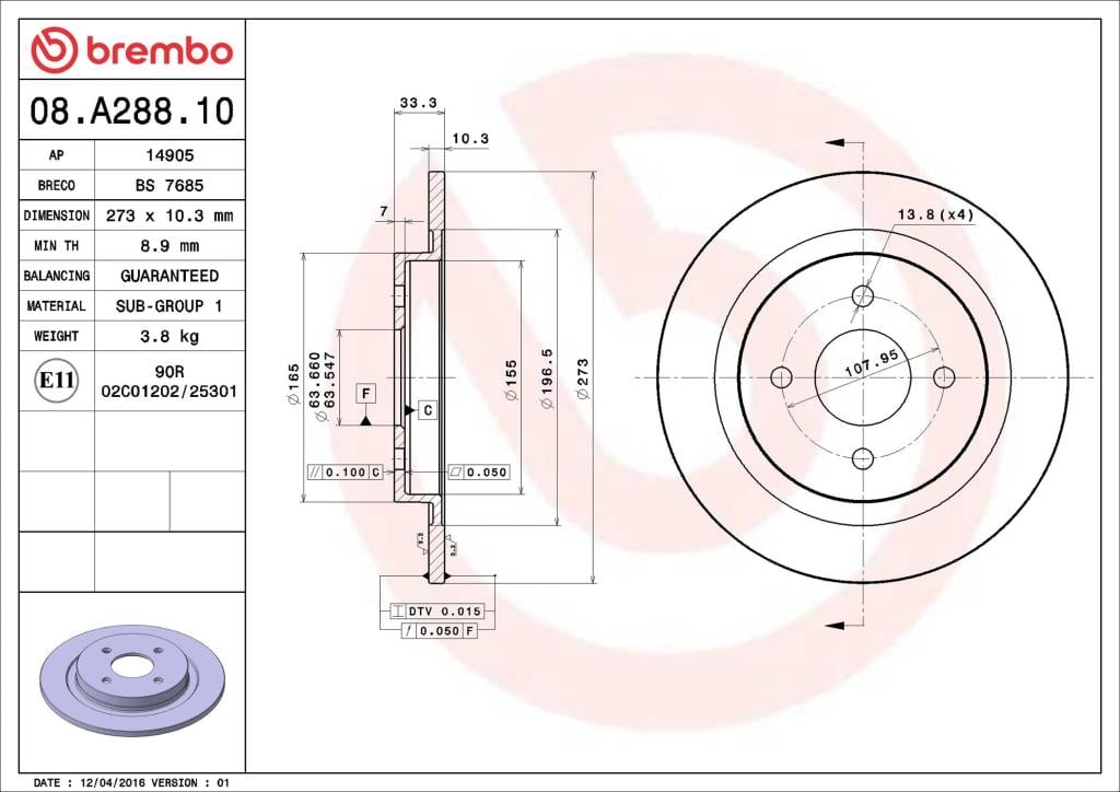 Discos de freno BREMBO ref. 08.A288.10