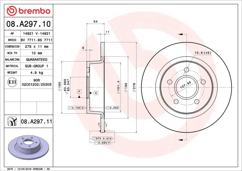 Discos de travão BREMBO 08.A297.11