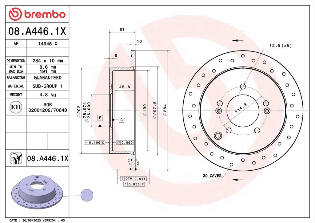 Discos de freno BREMBO ref. 08.A446.1X