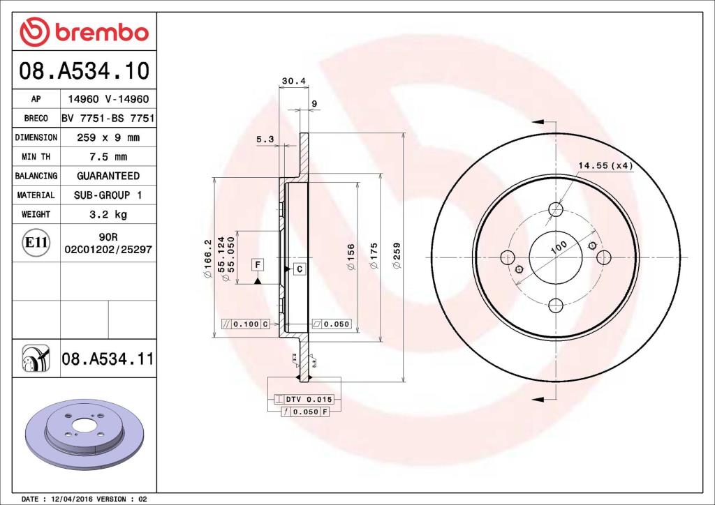 Discos de freno BREMBO ref. 08.A534.11