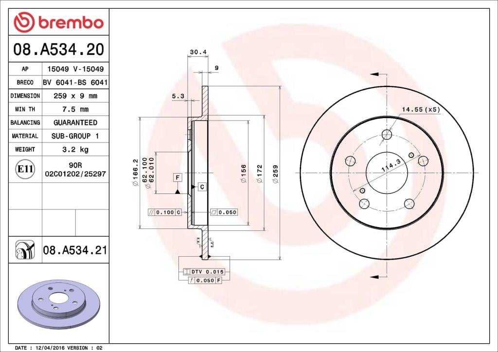 Discos de freno BREMBO ref. 08.A534.21