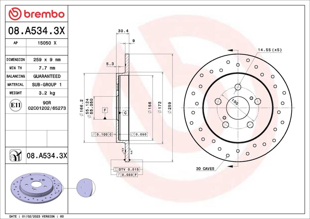 Discos de freno BREMBO ref. 08.A534.3X