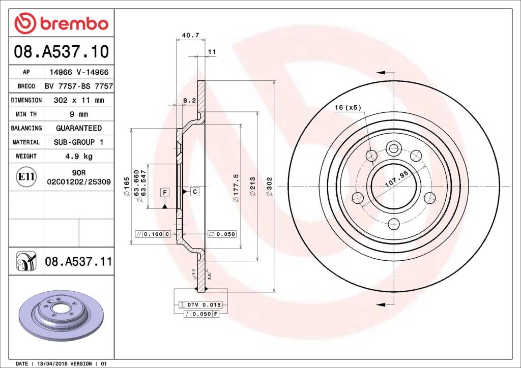 Discos de freno BREMBO ref. 08.A537.11
