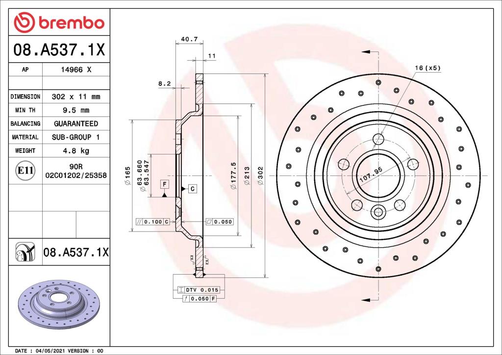 Discos de travão BREMBO ref. 08.A537.1X