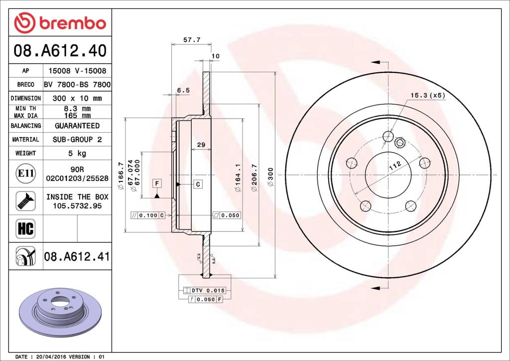 Discos de freno BREMBO ref. 08.A612.41