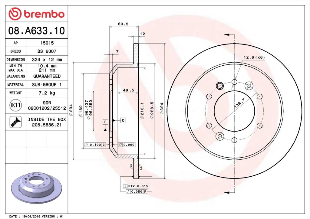 Discos de freno BREMBO ref. 08.A633.10