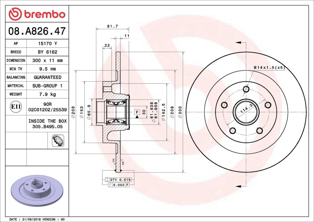 Discos de freno BREMBO ref. 08.A826.47